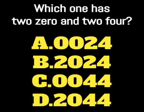 Which One Has Two Zeros And Two Fours