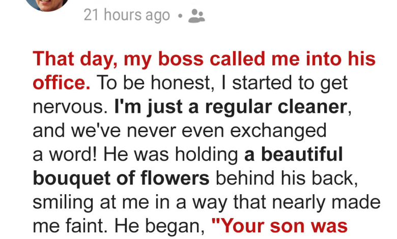 Little Son Goes to Widowed Moms Boss to Ask for a Day Off Next Day Boss Meets Her with Bouquet e1725426037612