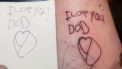 Dad whose little daughter died of cancer tattoos her last note on his body2a